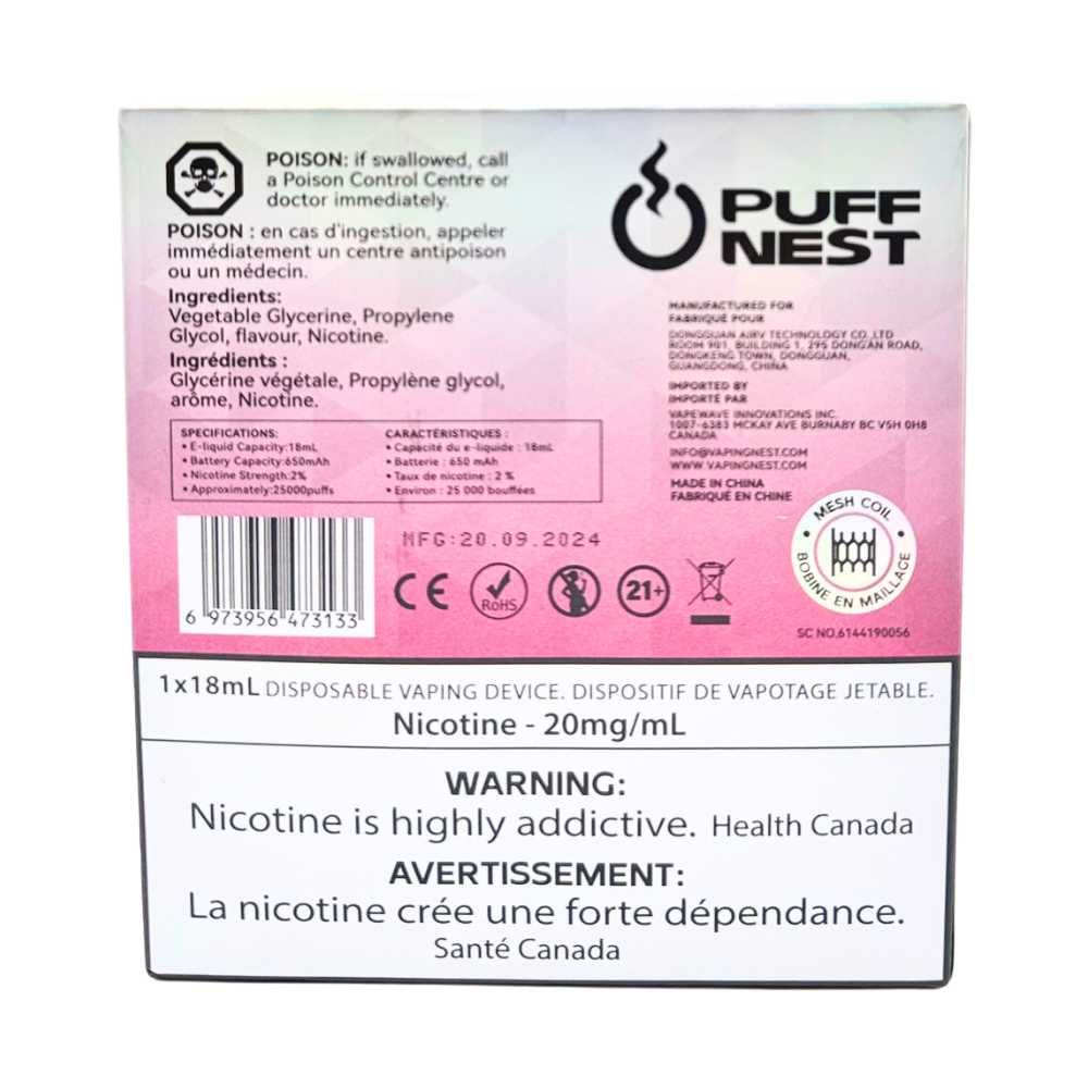 38 PUFF NEST 25000 PUFFS Dragon Fruit Lychee Disposable Vape - 18 mL, 2% Nicotine - Image 3