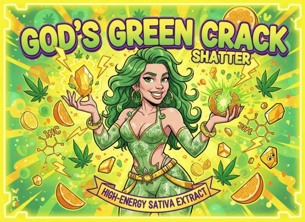 God’s Green Crack Shatter – Energizing Hybrid Cannabis Extract | Green Serenity - Image 1